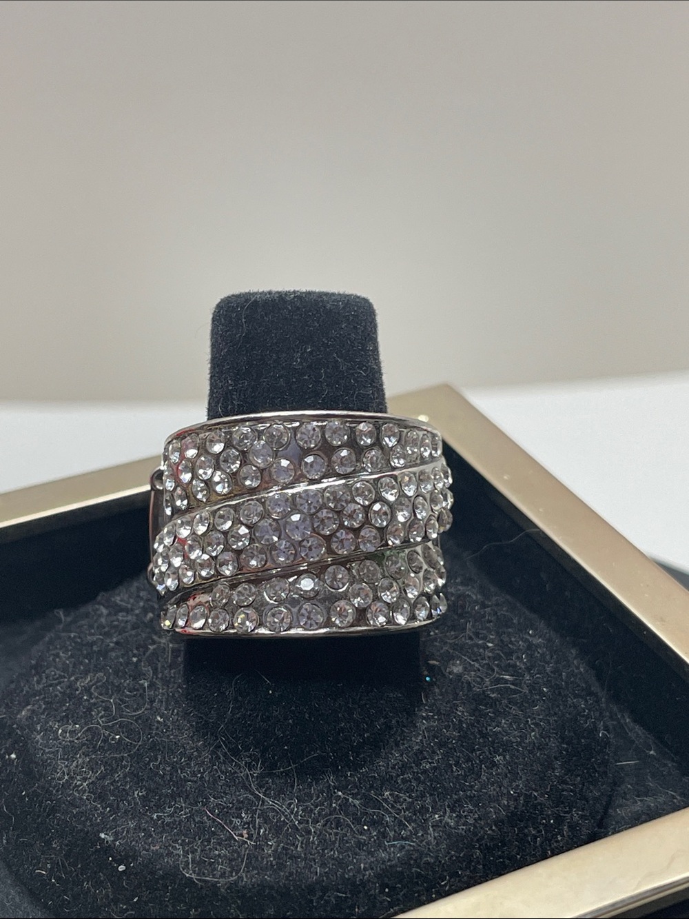 paparazzi Silver Rhinestones Wrap Statement Ring